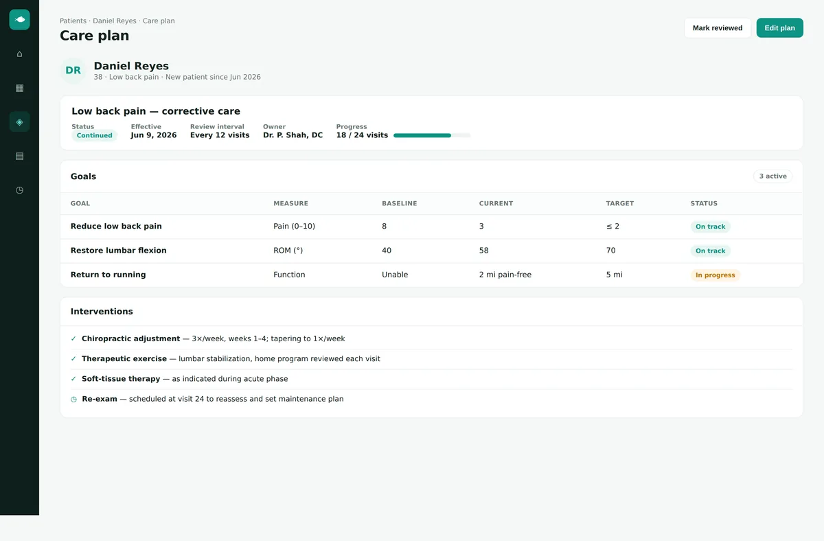 Care plan and progress