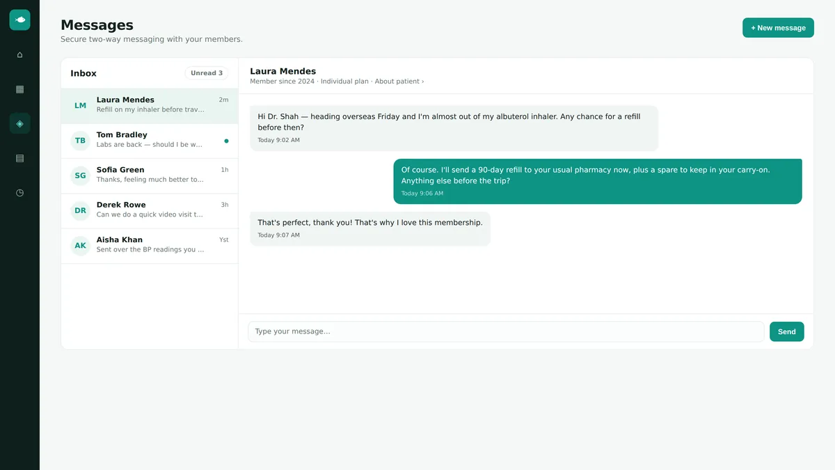 Secure messaging screenshot